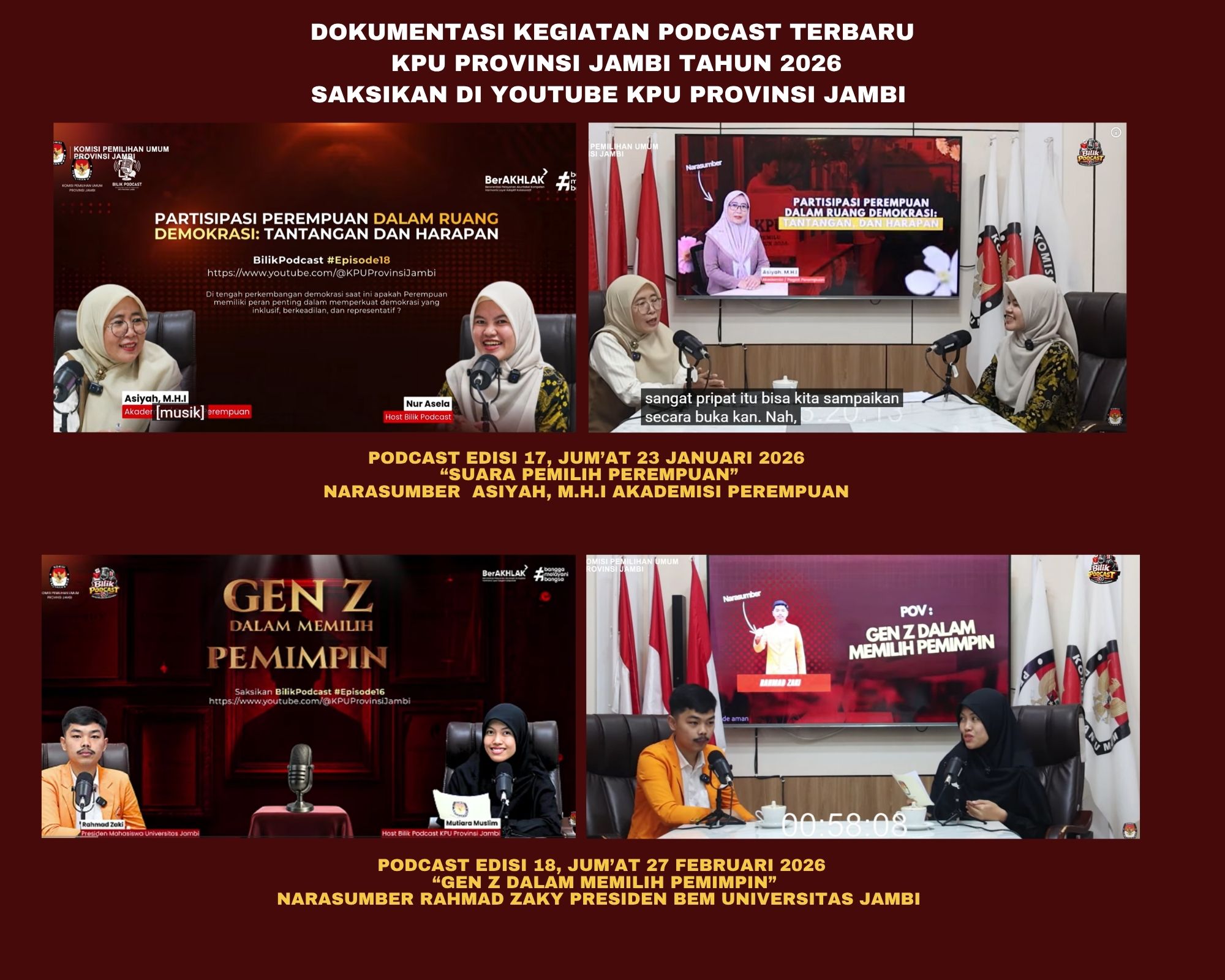 Podcast  BILIK KPU PROVINSI JAMBI Januari s.d Februari Tahun 2026