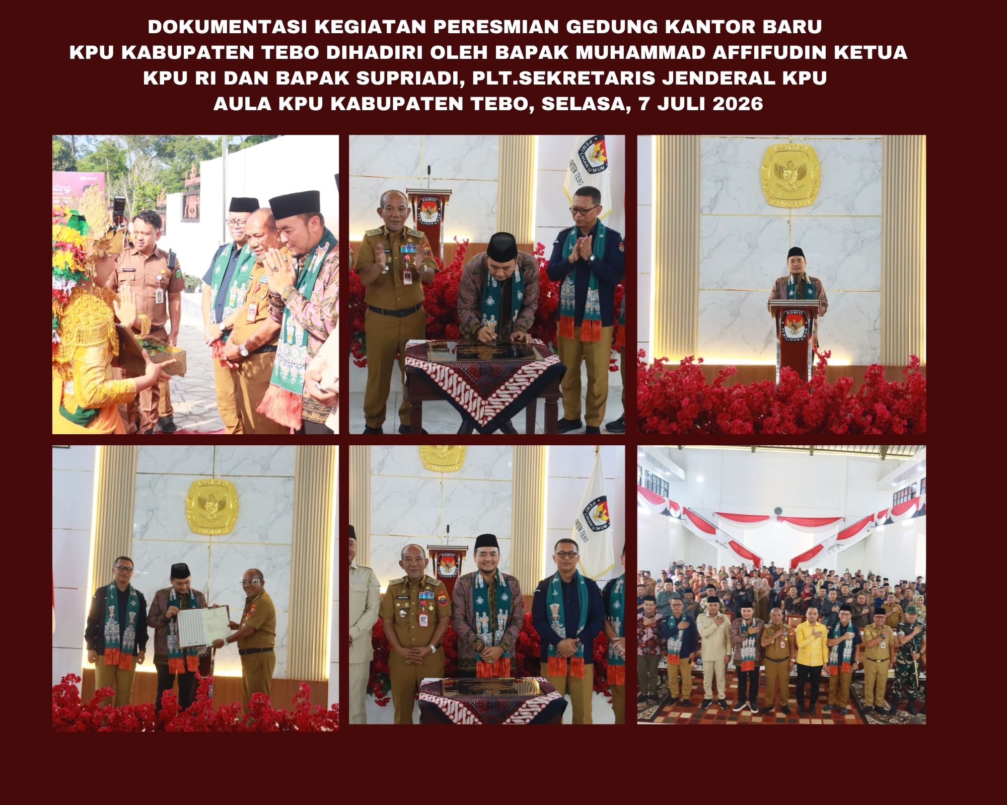 Peresmian Gedung Kantor KPU Kabupaten Tebo oleh Ketua KPU RI dan Plt. Sekretaris Jenderal KPU