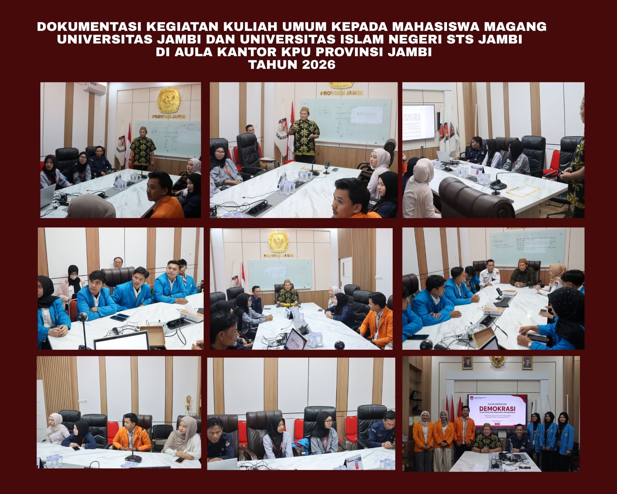 Kegiatan Kuliah Umum Mahasiswa Magang di KPU Provinsi Jambi Tahun 2026